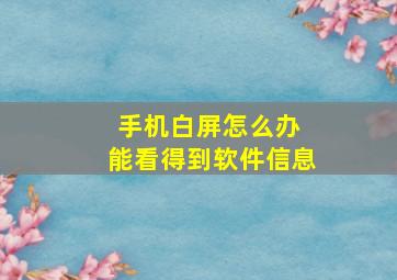 手机白屏怎么办 能看得到软件信息